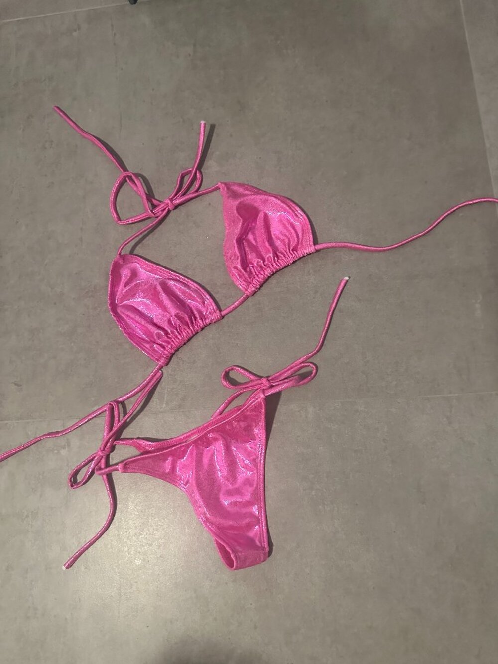 Sexy Hot Pink Shiny String Bikini Set MED
